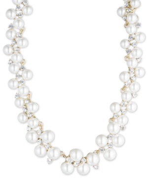 image of Anne Klein Pearl Cluster Collar Necklace, 18