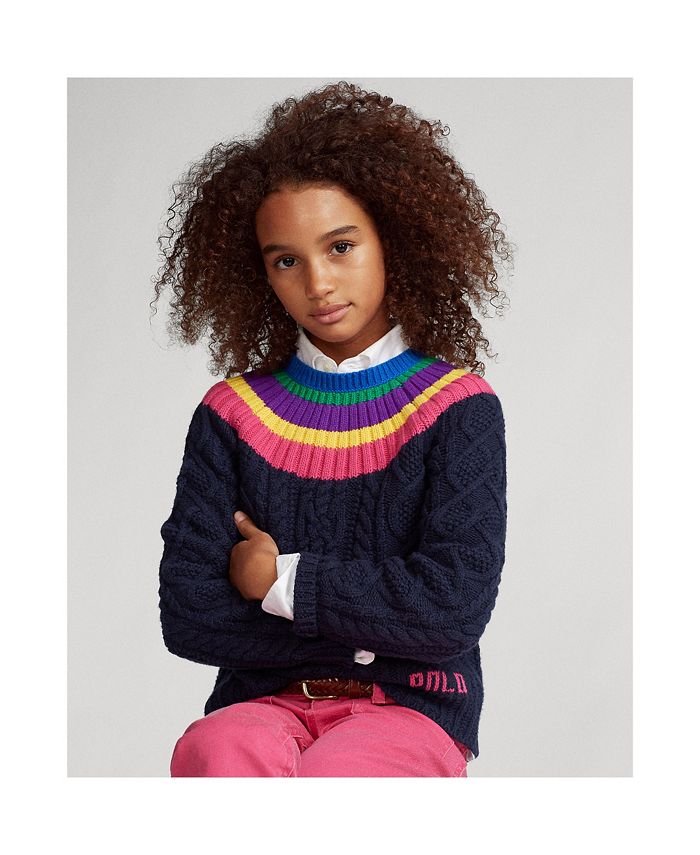 Polo Ralph Lauren Big Girls Aran Knit Fun Sweater & Reviews - Sweaters -  Kids - Macy's
