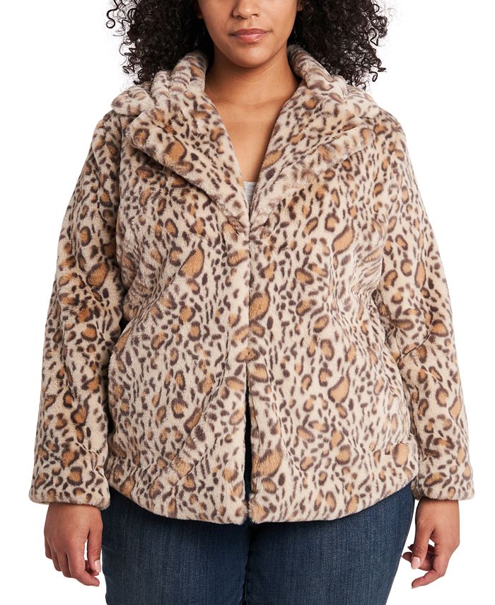1.STATE Trendy Plus Size Printed Faux-Fur Jacket - Macy's