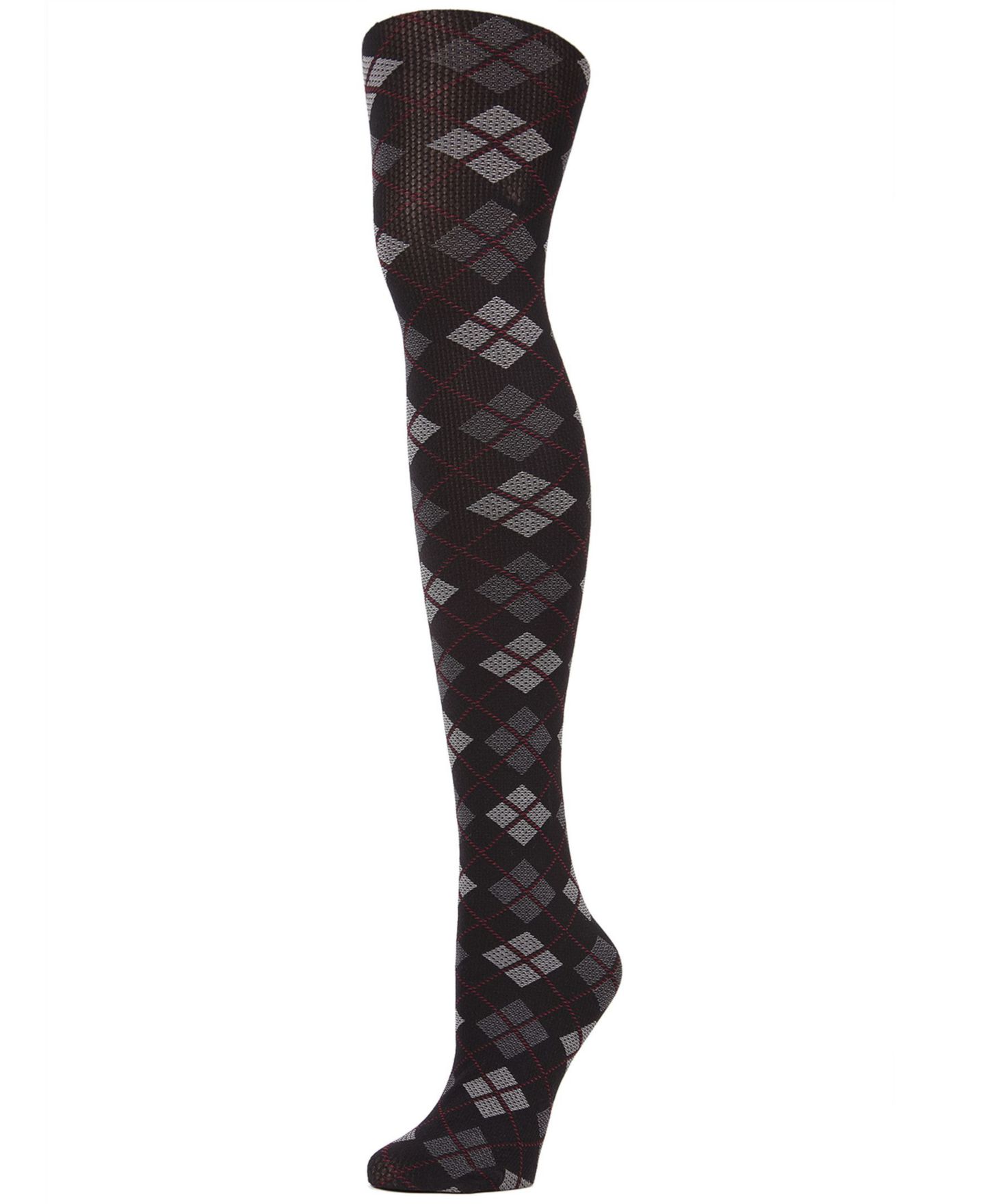 Женские колготки MeMoi Argyle Pattern Opaque Tights, цвет: Чёрный — фото 2
