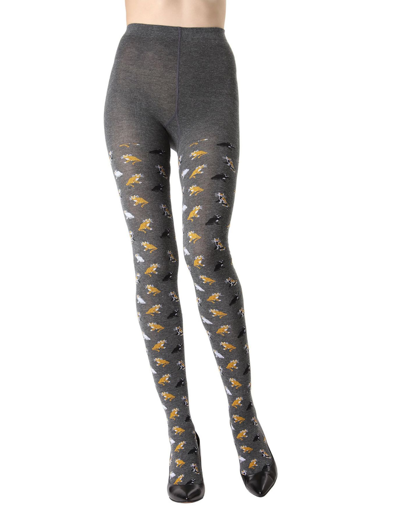Женские колготки MeMoi Pretty Kitties Reinforced Toe Sweater Tights, цвет: Тёмный серый — фото 3