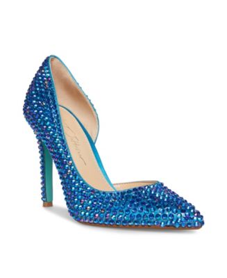 blue by betsey johnson hazil rainbow rhinestone embellished pumps