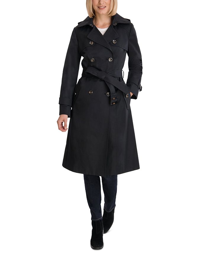 London Fog Double-Breasted Hooded Trench Coat - Macy's