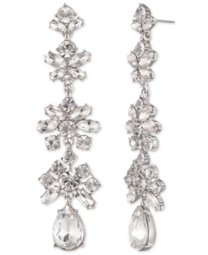 image of Givenchy Silver-Tone Crystal Linear Earrings