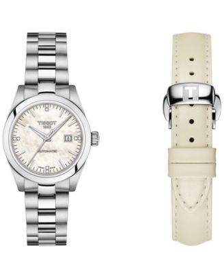 Women's Swiss Automatic T-My Lady Diamond Accent Stainless Steel Bracelet Watch 29mm Gift Set