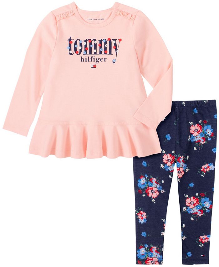 Tommy Hilfiger Little Girls Two Piece Knit Tunic Top with Floral Print ...