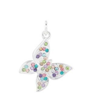 image of Fine Silver Plated Crystal Butterfly Charm
