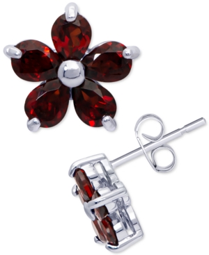 image of Rhodolite Garnet Flower Stud Earrings (1-1/5 ct. t.w.) in Sterling Silver