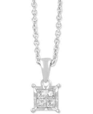 image of Diamond Princess Cluster Pendant Necklace (1/10 ct. t.w.) in Sterling Silver