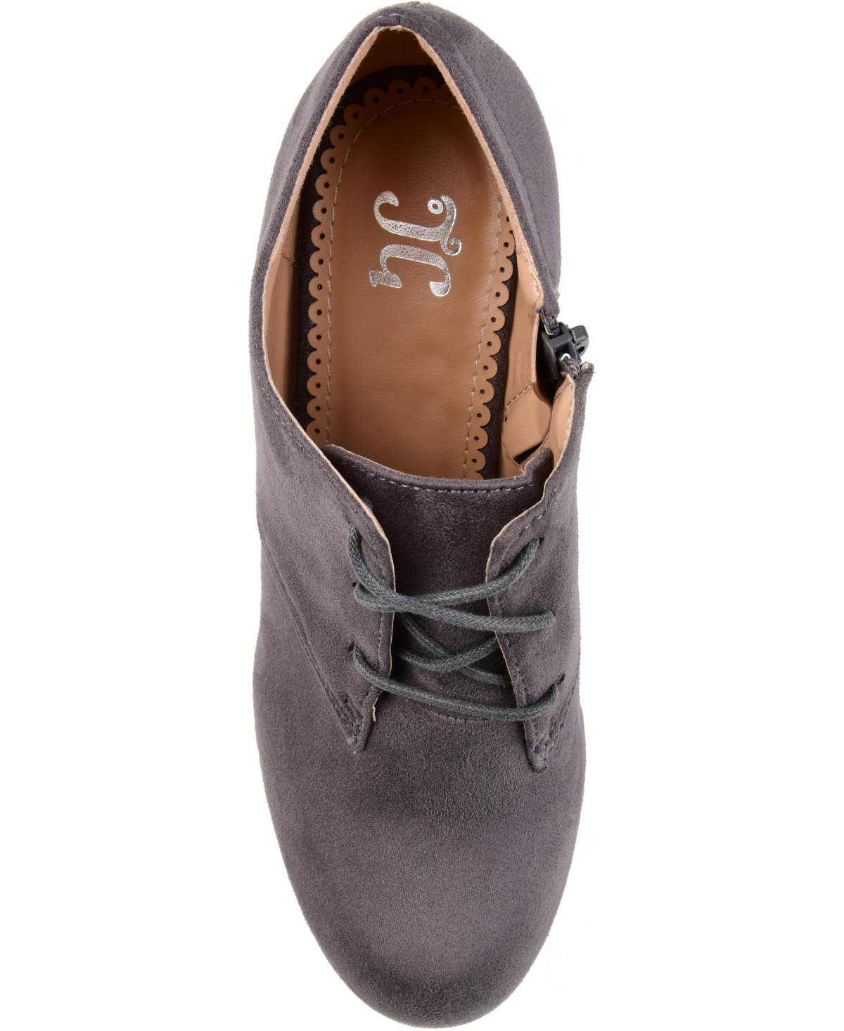 Journee Collection Womens Leona Inside Zip Block Heel Booties In Gray