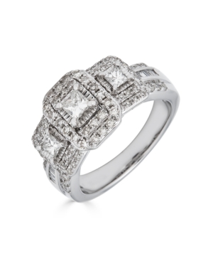 image of Diamond 3-Stone Princess Cut (1 ct. t.w.) Ring in 14K White Gold