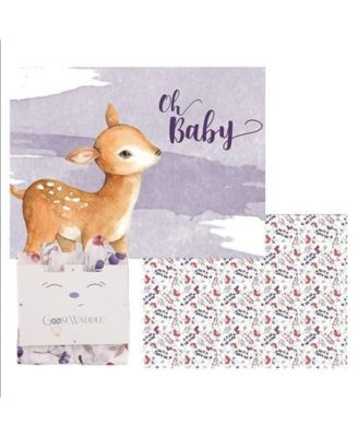 2 Pack Newborn Receiving Blanket Ginger Deer/Purple Berries