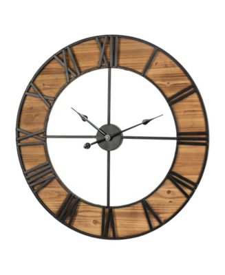 Glitzhome Oversized Farmhouse Wooden Wall Clock - Macy's