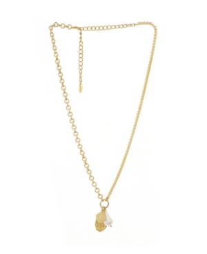 image of Cultured Freshwater Pearl Gold Plated Chain Necklace with Charms