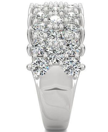 Charles & Colvard - Moissanite Triple Row Band (3 ct. t.w. DEW) in 14k White Gold