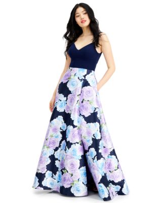 B Darlin Juniors' Floral-Print Gown - Macy's