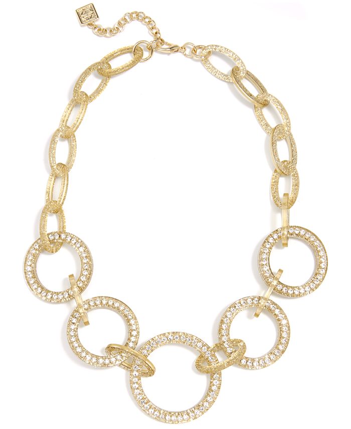 Zenzii Crystal Circle Link Collar Necklace, 19