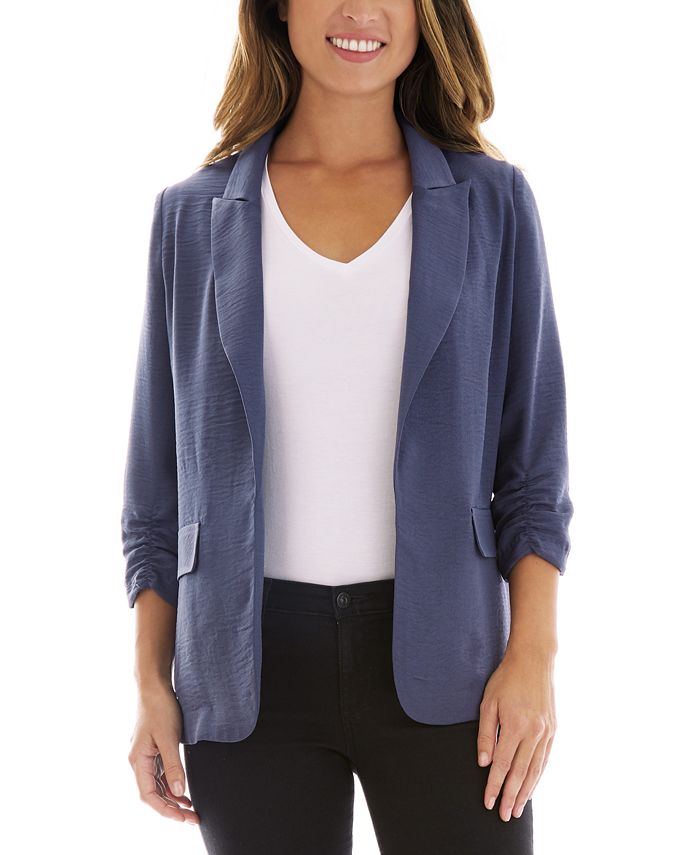 BCX Juniors Ruched Sleeve Open Front Blazer Macy s