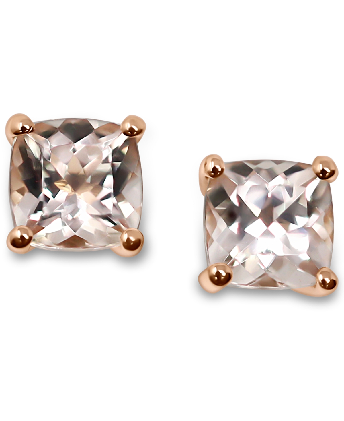 Morganite Cushion Stud Earrings (1 ct. t.w.) in 14k Rose Gold