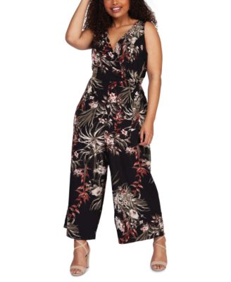 plus size black culotte jumpsuit