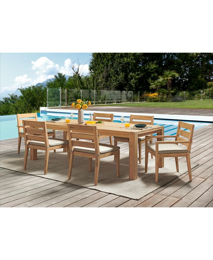Furniture - Willison 7-Pc Outdoor Teak Dining Set with Sunbrella&reg; Fabric (96" x 30" Dining Table, 4 Dining Chairs & 2 Dining Arm Chairs), Created for Macy's