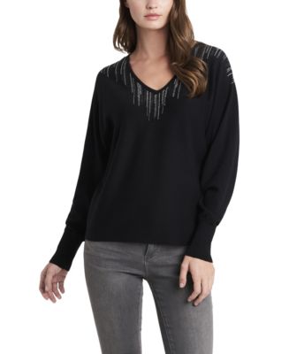Vince Camuto Women's Plus Embellished Long Sleeves Pullover Sweater Black Size 1X main image 1