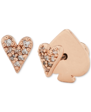 image of Kate Spade New York Rose Gold-Tone Pave Heart Mini Stud Earrings