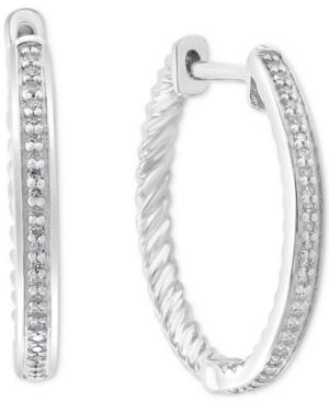 image of Effy Diamond Hoop Earrings (1/6 ct. t.w.) in Sterling Silver