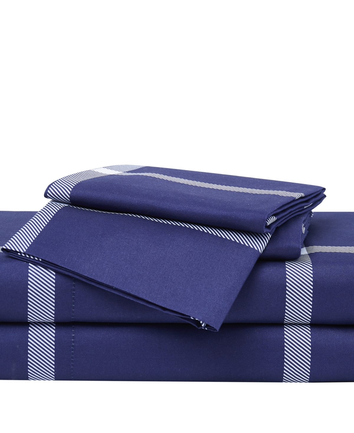 Truly Soft Full 4 Pc Sheet Set In Windowpane Navy,white