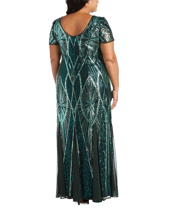 r&m richards plus size sleeveless beaded gown