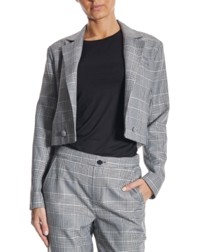 Oat Cropped Plaid Blazer