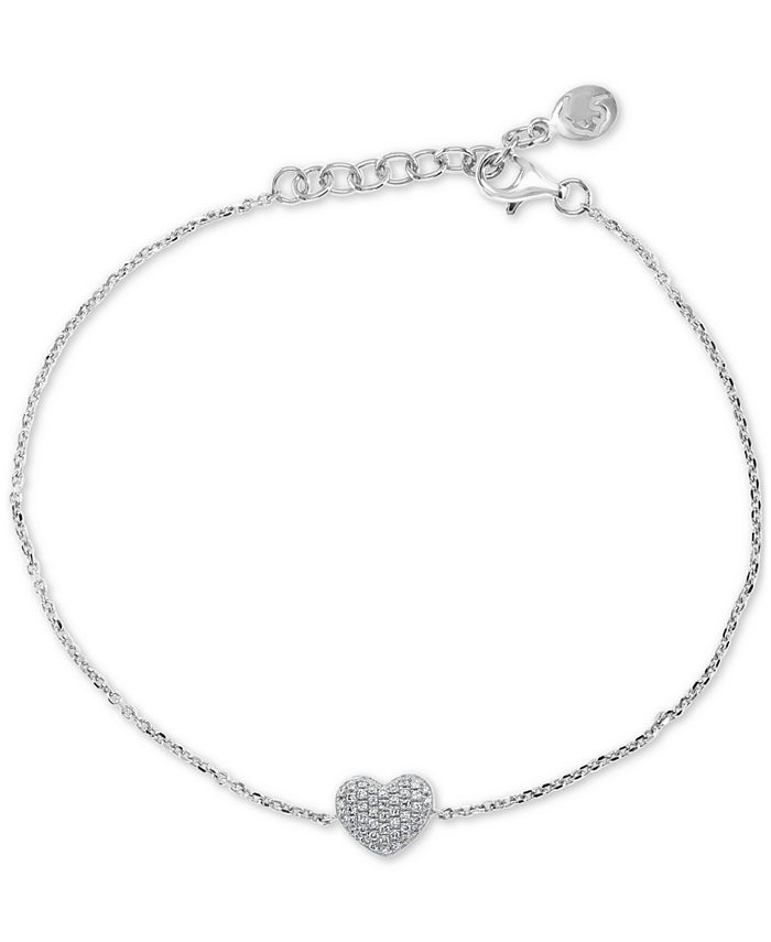 EFFY Collection EFFY® Diamond Pavé Heart Link Bracelet (1/8 ct. t.w ...