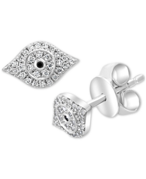 image of Effy Diamond Evil Eye Stud Earrings (1/6 ct. t.w.) in Sterling Silver
