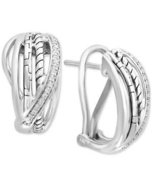 image of Effy Diamond Curved Drop Earrings (1/10 ct. t.w.) in Sterling Silver