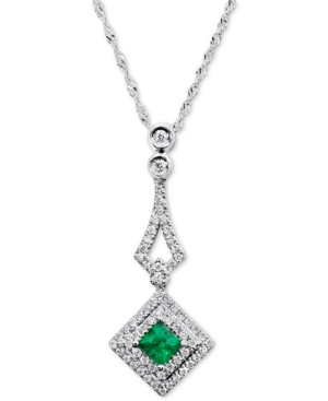 image of Emerald (1/4 ct. t.w.) & Diamond (1/4 ct. t.w.) 18