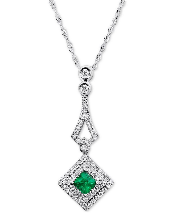 Macy's Emerald (1/4 ct. t.w.) & Diamond (1/4 ct. t.w.) 18" Pendant