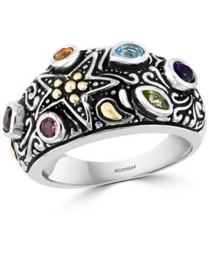 image of Effy Multi-Gemstone Star Ring (3/4 ct. t.w.) in Sterling Silver & 14k Gold-Plate