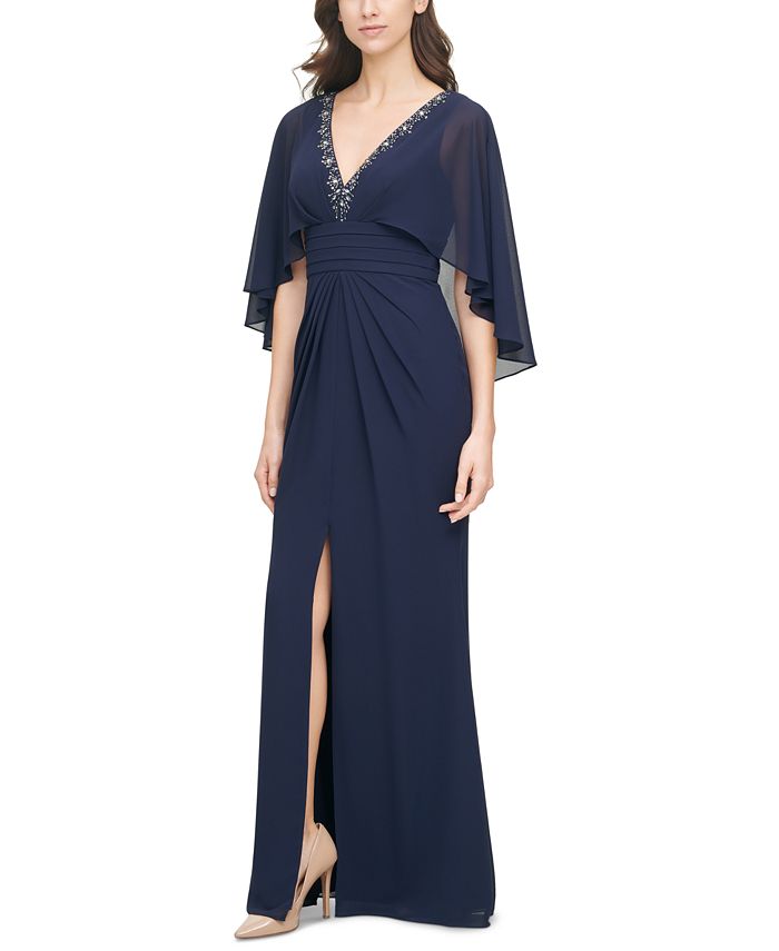 Vince Camuto - Embellished-Neck Capelet Gown