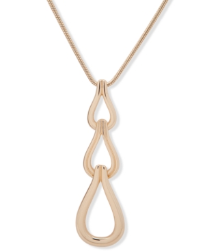 image of Anne Klein Gold-Tone Link Pendant 32