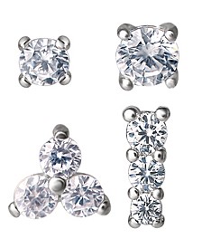 Cubic Zirconia 4-Piece Singlets Earrings Set