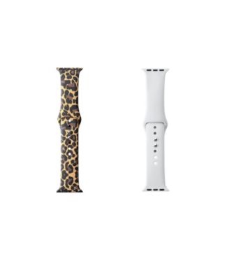 Posh Tech Unisex Leopard and White 2-Pack Replacement Band for Apple Watch, 42mm