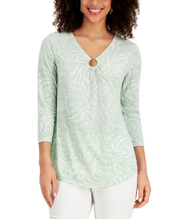 JM Collection Printed Keyhole Top, Created for Macy's - Macy's