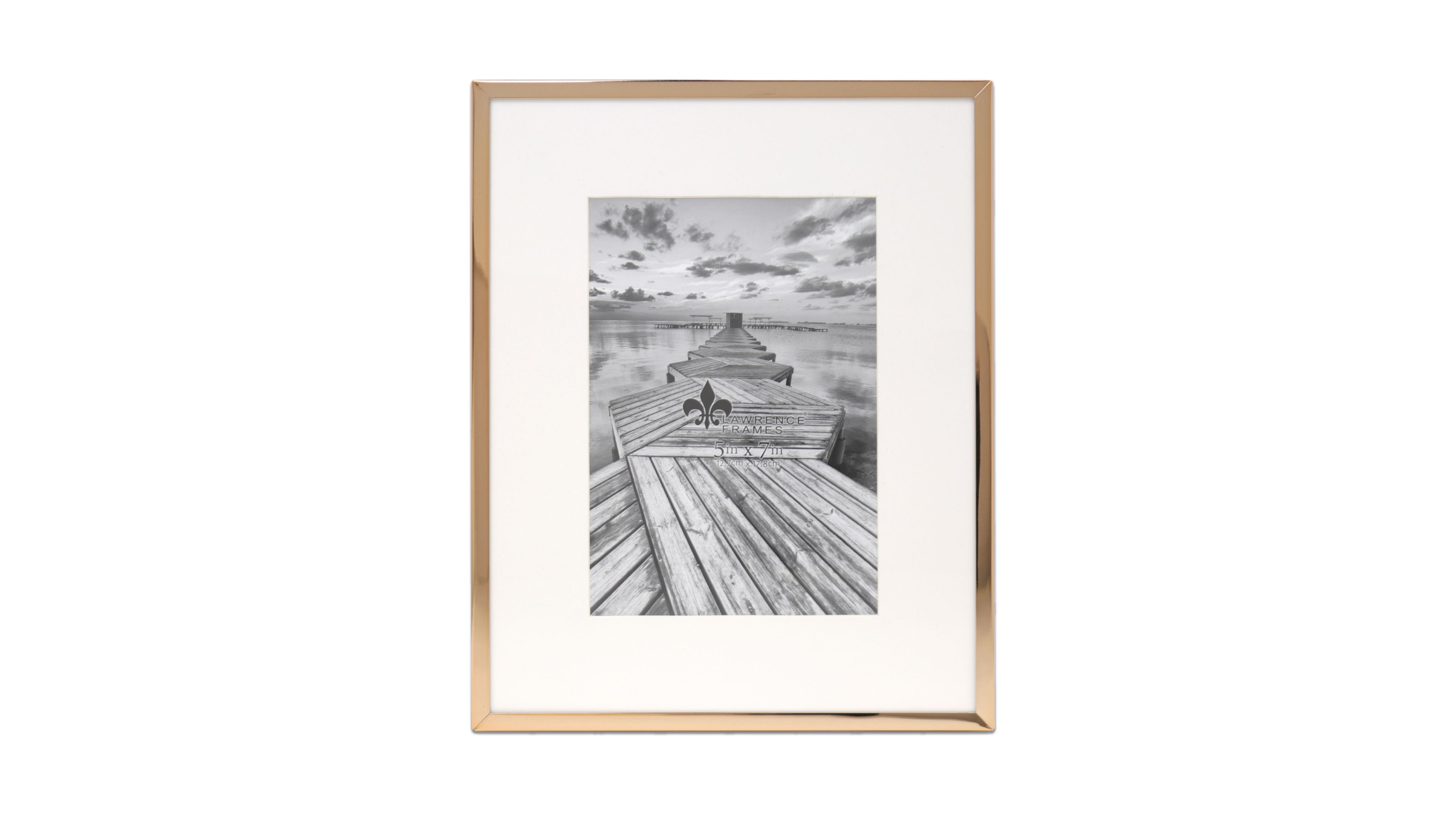 Elegant Metal Picture Frame with Bevel Cut Mat for Photo, 5" x 7"