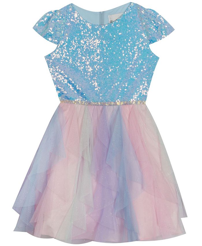 Rare Editions Big Girls Glitter Cascade Mesh Skirt Dress - Macy's