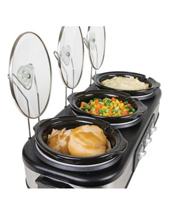 Triple Round Oval 1.5 Quart Stainless Steel Cooker Buffet