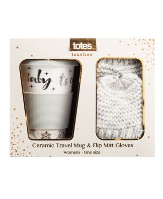 Isotoner Signature - Totes Women's Travel Mug and Flip Mitten Set