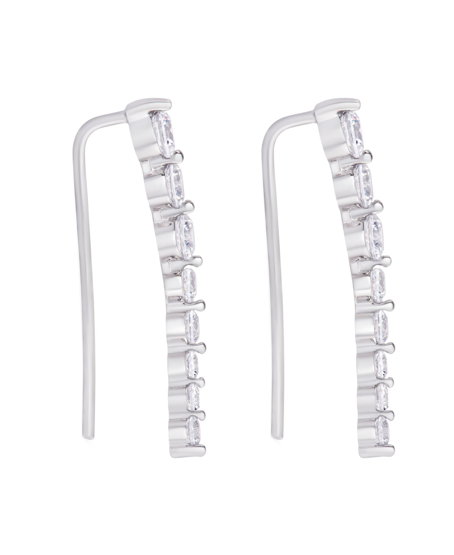 Cubic Zirconia Ear Climber Earrings in Silver Plate, Rose Gold Plate or Gold Plate