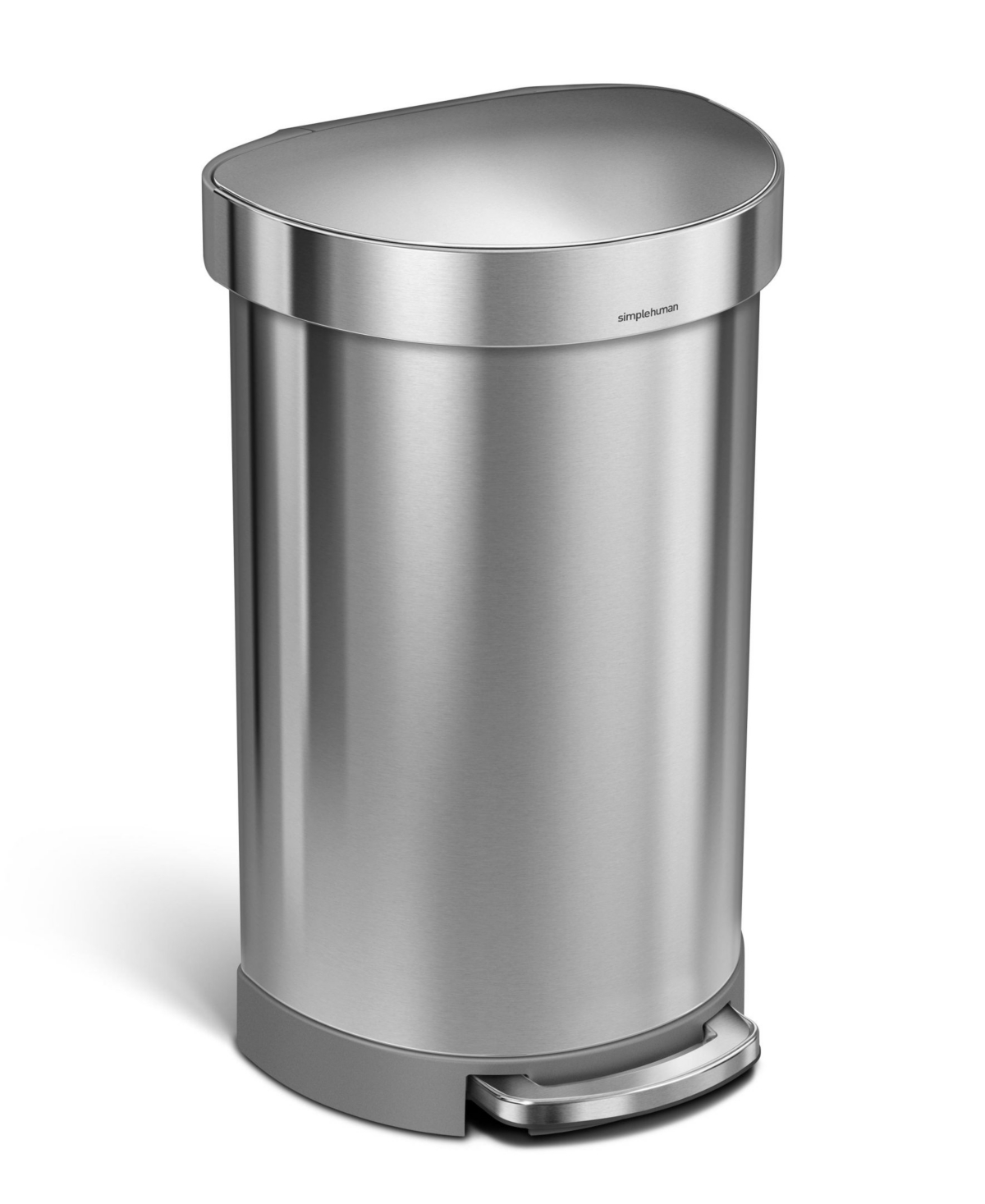 45L Semi-Round Trash Can - Brushed Stainless Steel