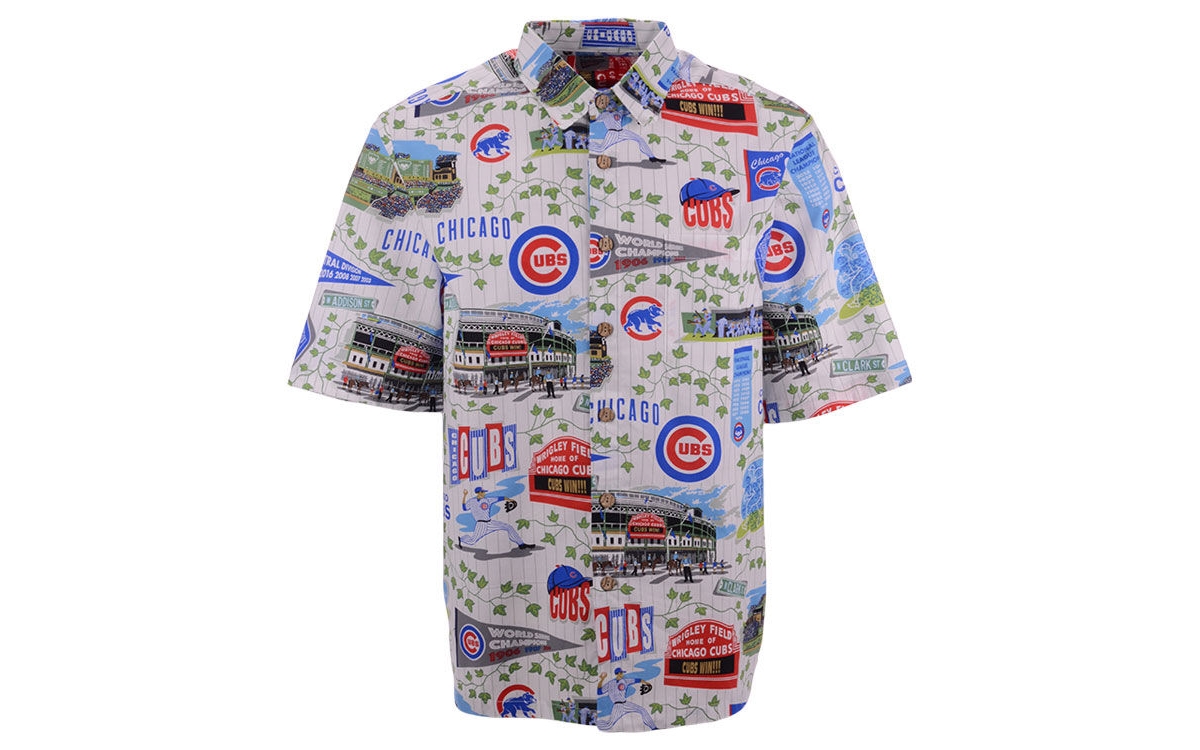 Authentic Mlb Apparel Chicago Cubs Men's Scenic Print Short Sleeve Shirt