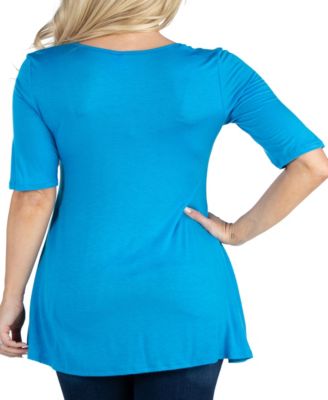 Elbow Sleeve Swing Tunic Top For Women